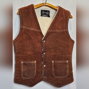 Sears Vintage The Leather Shop Suede Leather Vest Size Medium